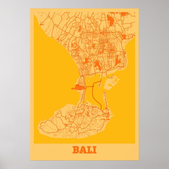 Bali - Indonesia Sunset City Map Poster (Front)