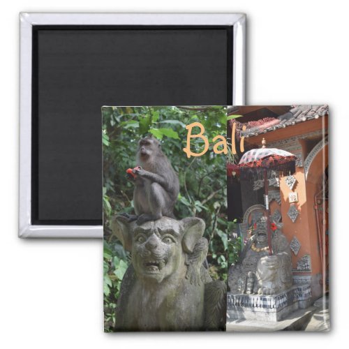 Bali Indonesia Temple Monkey and Statues Magnet