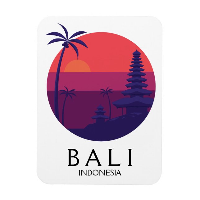 Bali Indonesia Temple Vintage Travel Magnet (Vertical)