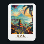 Bali Indonesia Temples Travel Art Vintage Magnet<br><div class="desc">Bali retro vector travel design. Bali is an island in Southeast Asia that's known for its beaches,  temples,  and culture. It's also home to marine life,  safari parks,  and art.</div>