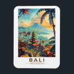 Bali Indonesia Temples Travel Art Vintage Magnet<br><div class="desc">Bali retro vector travel design. Bali is an island in Southeast Asia that's known for its beaches,  temples,  and culture. It's also home to marine life,  safari parks,  and art.</div>