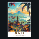 Bali Indonesia Temples Travel Art Vintage Poster<br><div class="desc">Bali retro vector travel design. Bali is an island in Southeast Asia that's known for its beaches,  temples,  and culture. It's also home to marine life,  safari parks,  and art.</div>