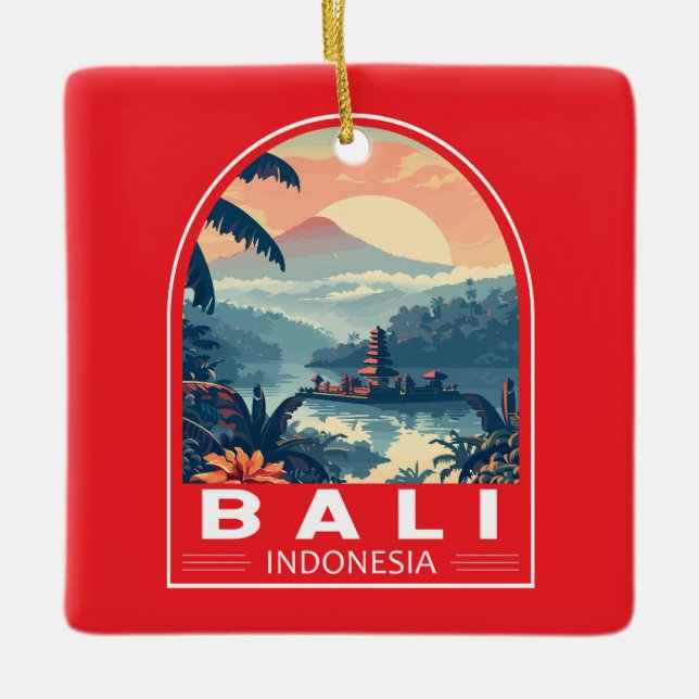 Bali Indonesia Travel Art Vintage Ceramic Ornament (Front)