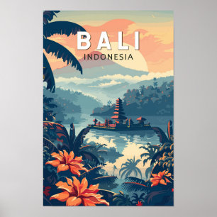 Bali Indonesia Travel Art Vintage Poster