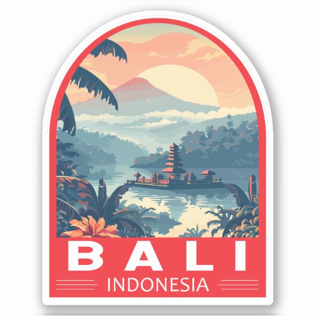 Bali Indonesia Travel Art Vintage Sticker (Front)