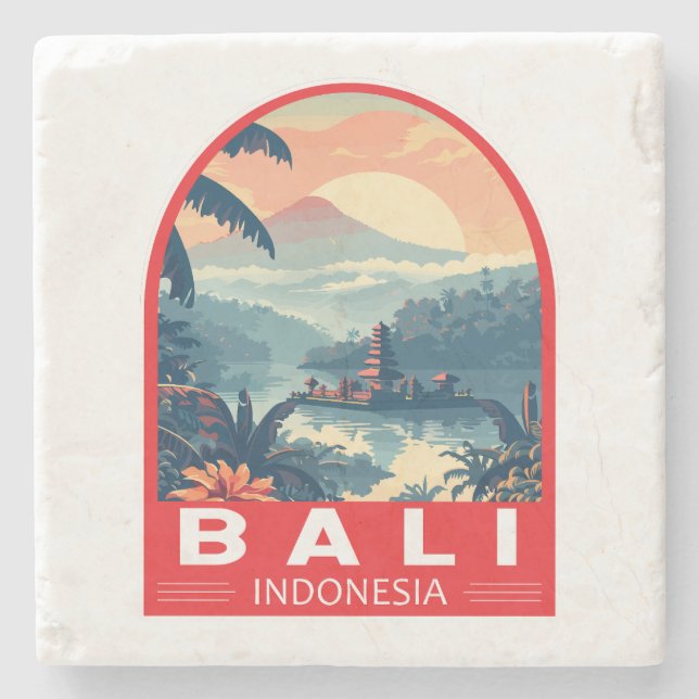 Bali Indonesia Travel Art Vintage Stone Coaster (Front)