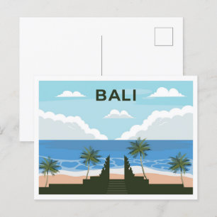 Bali Indonesia travel place illustration Postcard