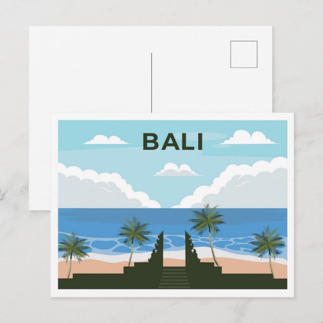 Bali Indonesia travel place illustration Postcard (Front/Back)