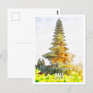 Bali Indonesia Travel Place Watercolor Postcard