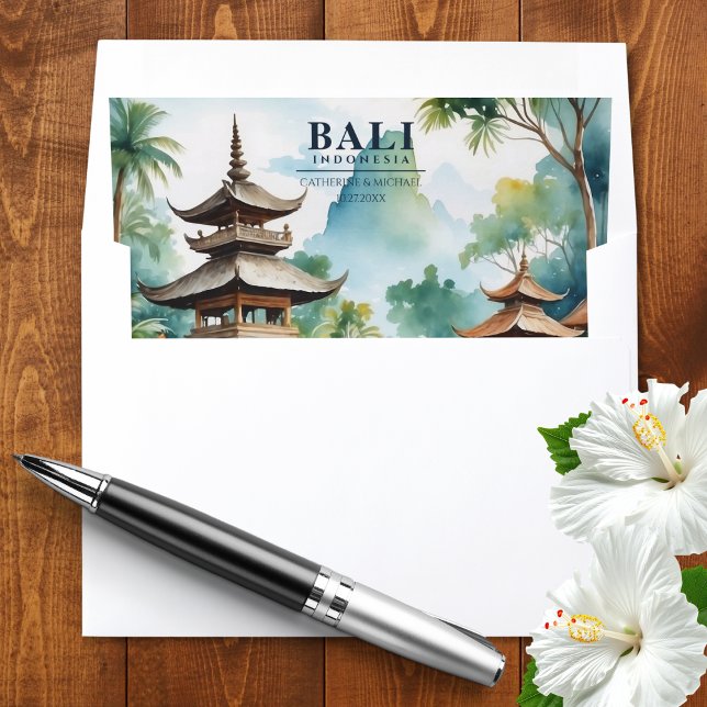 Bali Indonesia Tropical Asian Destination Wedding Envelope Liner (Creator Uploaded)