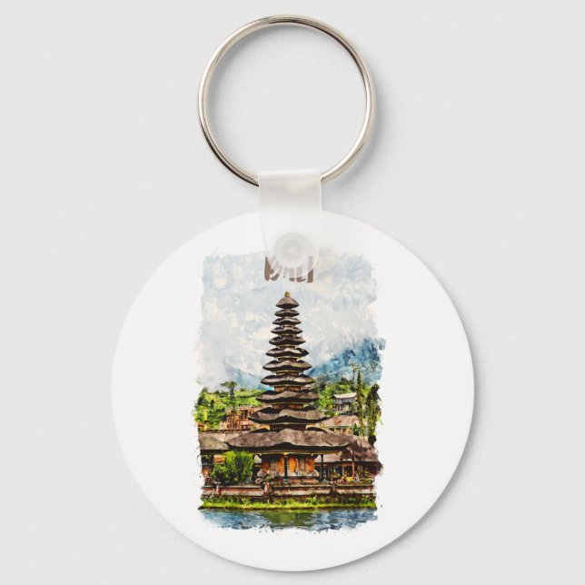 Bali Indonesia Ulun Danu Beratan Temple Keychain (Front)