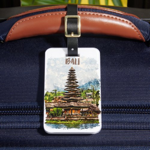 Bali Indonesia Ulun Danu Beratan Temple  Luggage Tag