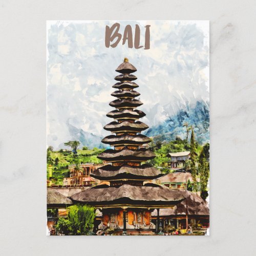Bali Indonesia Ulun Danu Beratan Temple Postcard