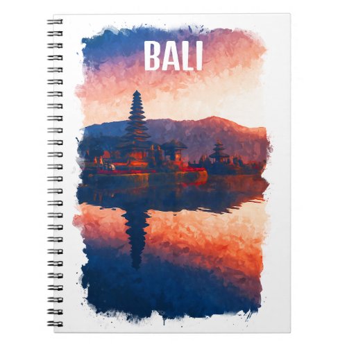 Bali Indonesia Ulun Danu Beratan Watercolor Notebook
