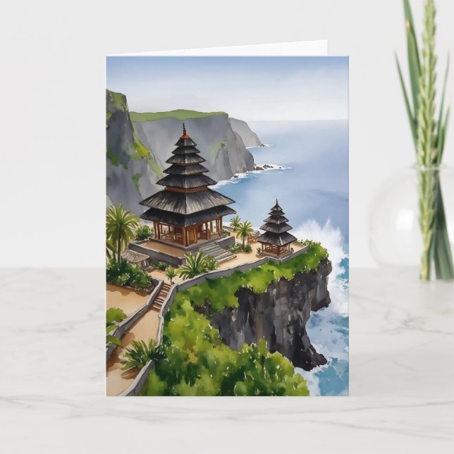 Bali Indonesia Uluwatu Temple Watercolor Card (Front)
