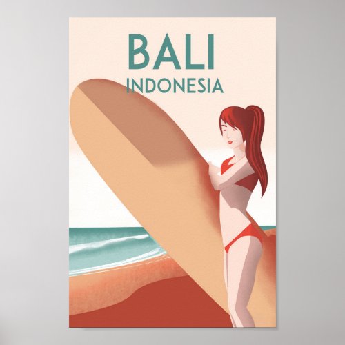 Bali Indonesia vintage travel poster