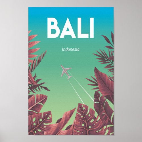 Bali indonesia vintage travel poster