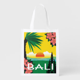 Bali Indonesia vintage travel style Grocery Bag