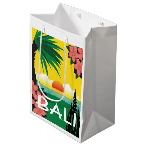 Bali Indonesia vintage travel style illustration Medium Gift Bag