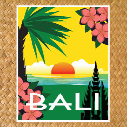 Bali Indonesia vintage travel style Poster