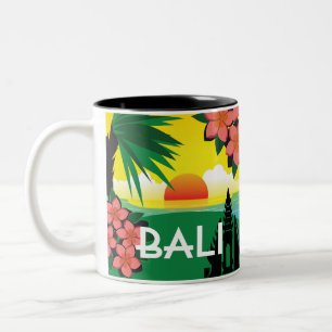 Bali Indonesia vintage travel style Two-Tone Coffee Mug
