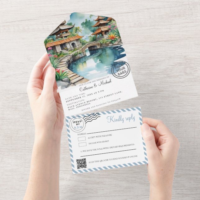 Bali Indonesia Wedding All In One Invitation (Tearaway)