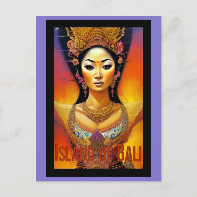 Bali Indonesia Woman Colorful Travel Postcard (Front)