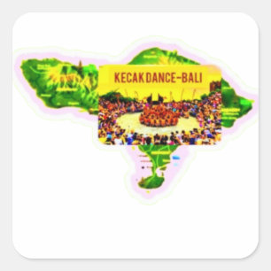 Bali Map Kecak Dance Cultural Heritage Sticker