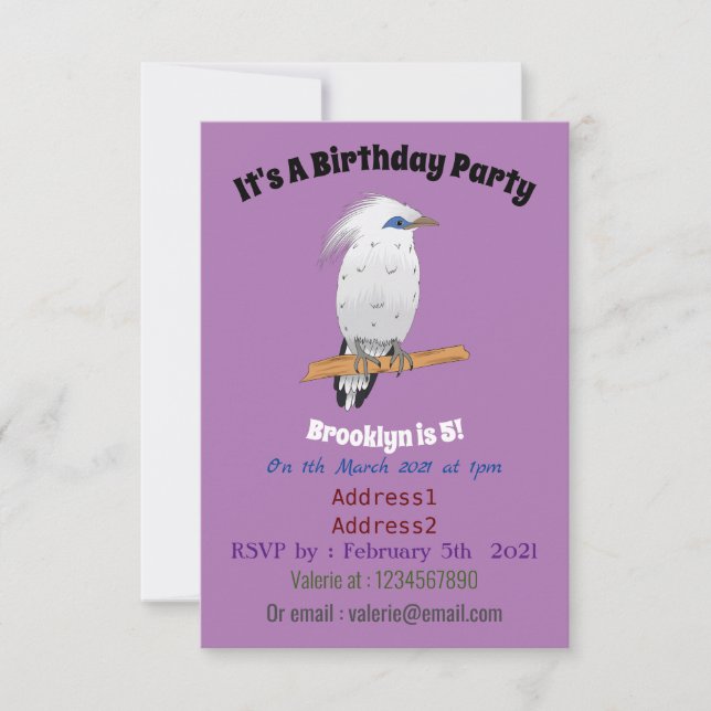 Bali Myna tropical exotic bird Invitation (Front)