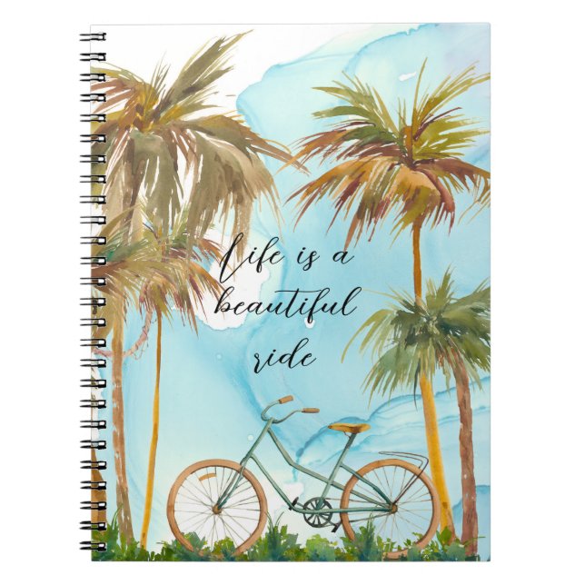 Bali Palm trees, sky and bicycle Spiral Photo Notebook (Front)