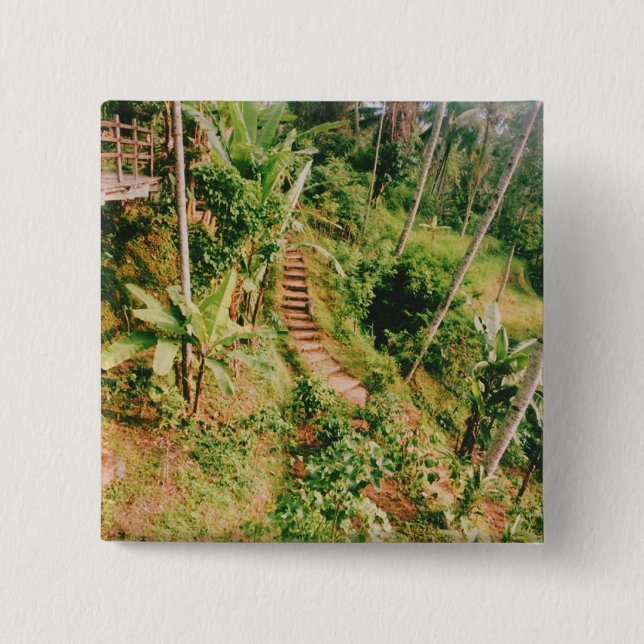 Bali rainforest Stairway  Button (Front)
