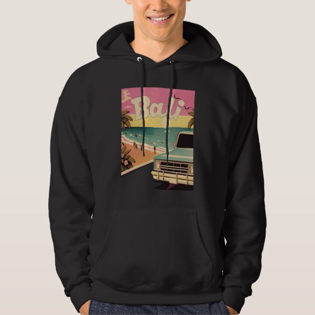 Bali Retro Beach Vacation Graphics Bali Surf Hoodie (Front)