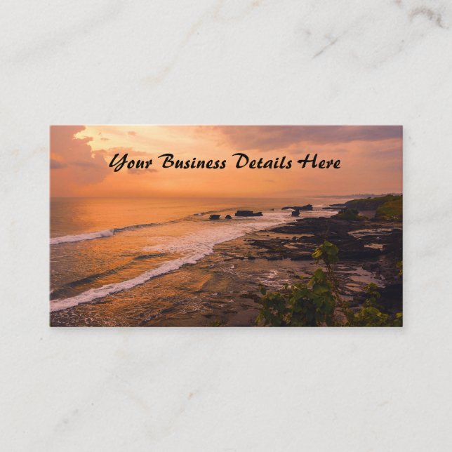 Bali Sea Wave Sunset Beach Shore Island Business Card (Front)