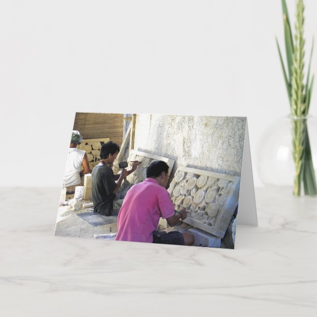 Bali Stone Cutters Blank Card (Front)