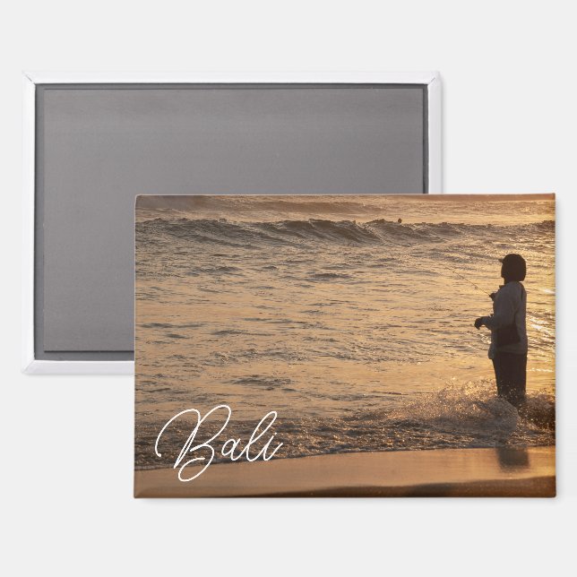 Bali Sunset Fisherman Fridge Magnet (Front/Back)