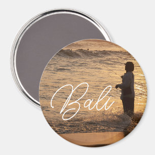 Bali Sunset Fisherman Round Magnet