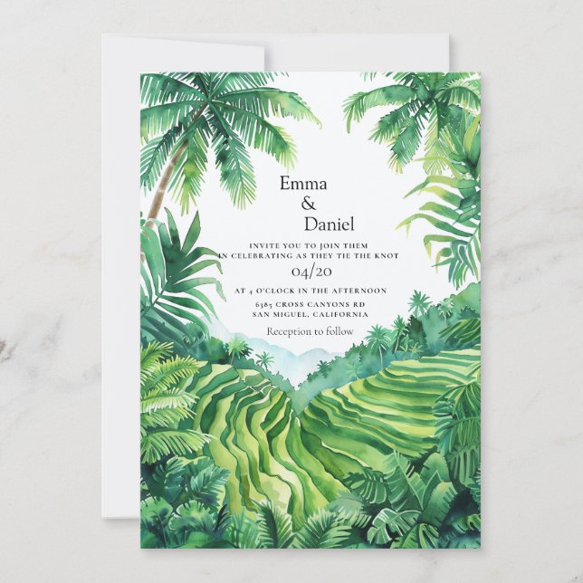 Bali Tegalalang Landscape Destination Wedding Invitation (Front)