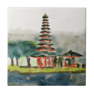 Bali Template Loose watercolor painting Ceramic Tile