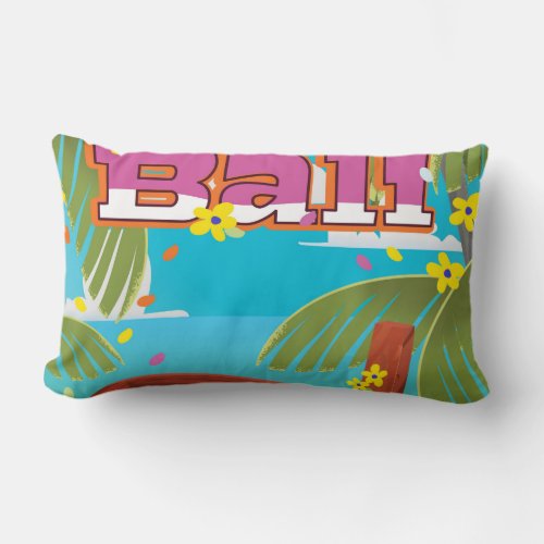 Bali travel poster lumbar pillow