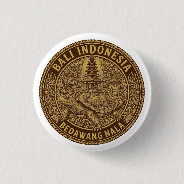 Bali Turtle Pagoda Coin Motif Button (Front)