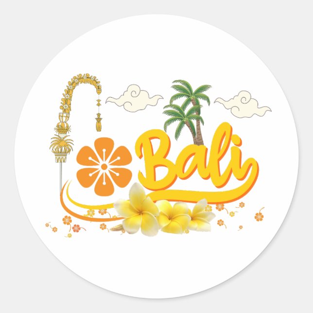 Bali Vacation Tropical Island Beach Matching Classic Round Sticker (Front)