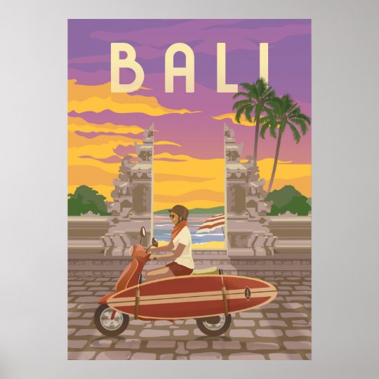 Vintage Travel Poster BALI Indonesia Photo Fridge Magnet Size 2/"x 3/"