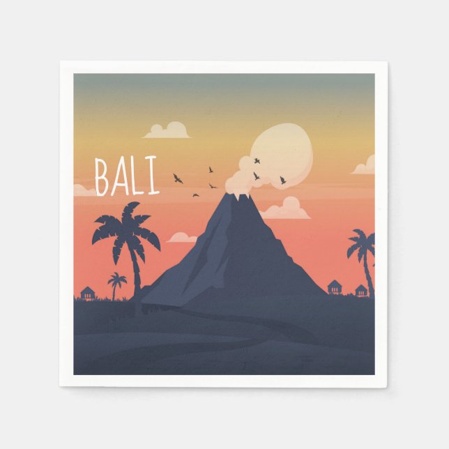 Bali Volcano Mountain Scene Designer Napkins (Front)
