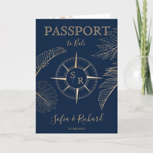 Bali Wedding Destination Passport World Map  Invitation