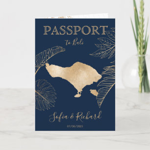 Bali Wedding Destination Passport World Map  Invitation