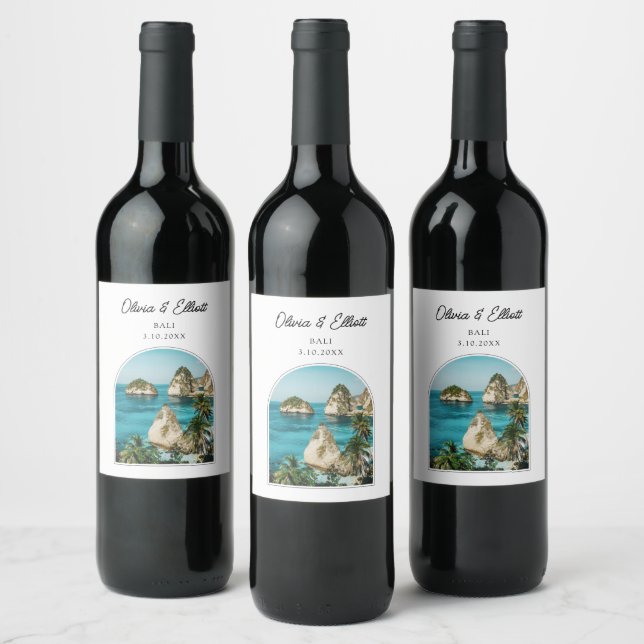 Bali Wedding Favor Personalized Wine Label (Bottles)