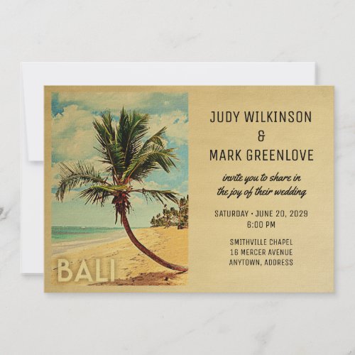 Bali Wedding Invitation Beach Palm Tree