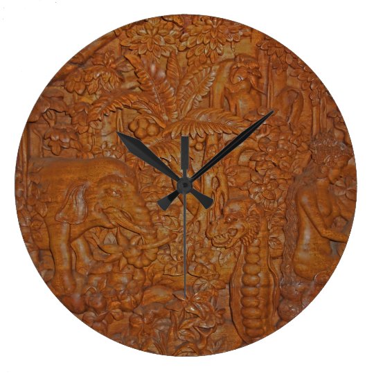 Bali Wood Carving Wall Clock