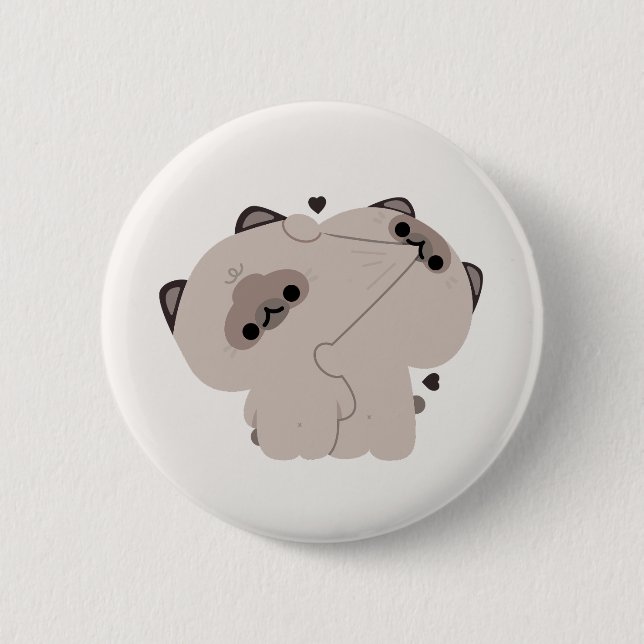 Balinese Cat Couple Button (Front)
