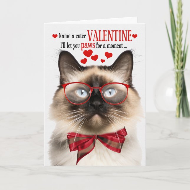 Balinese Cat Lover Feline Humor Valentine's Day Holiday Card (Front)